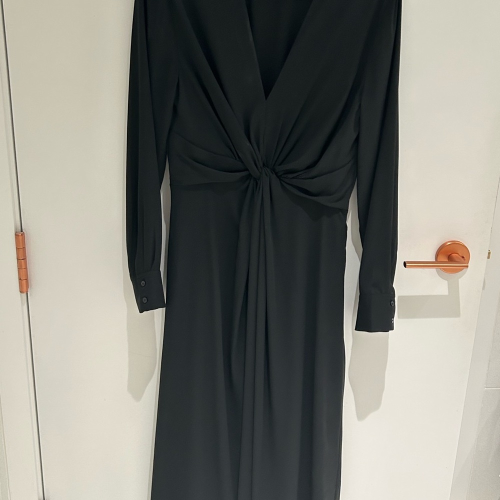 Black Knot-Front Long Sleeve Dress - Women